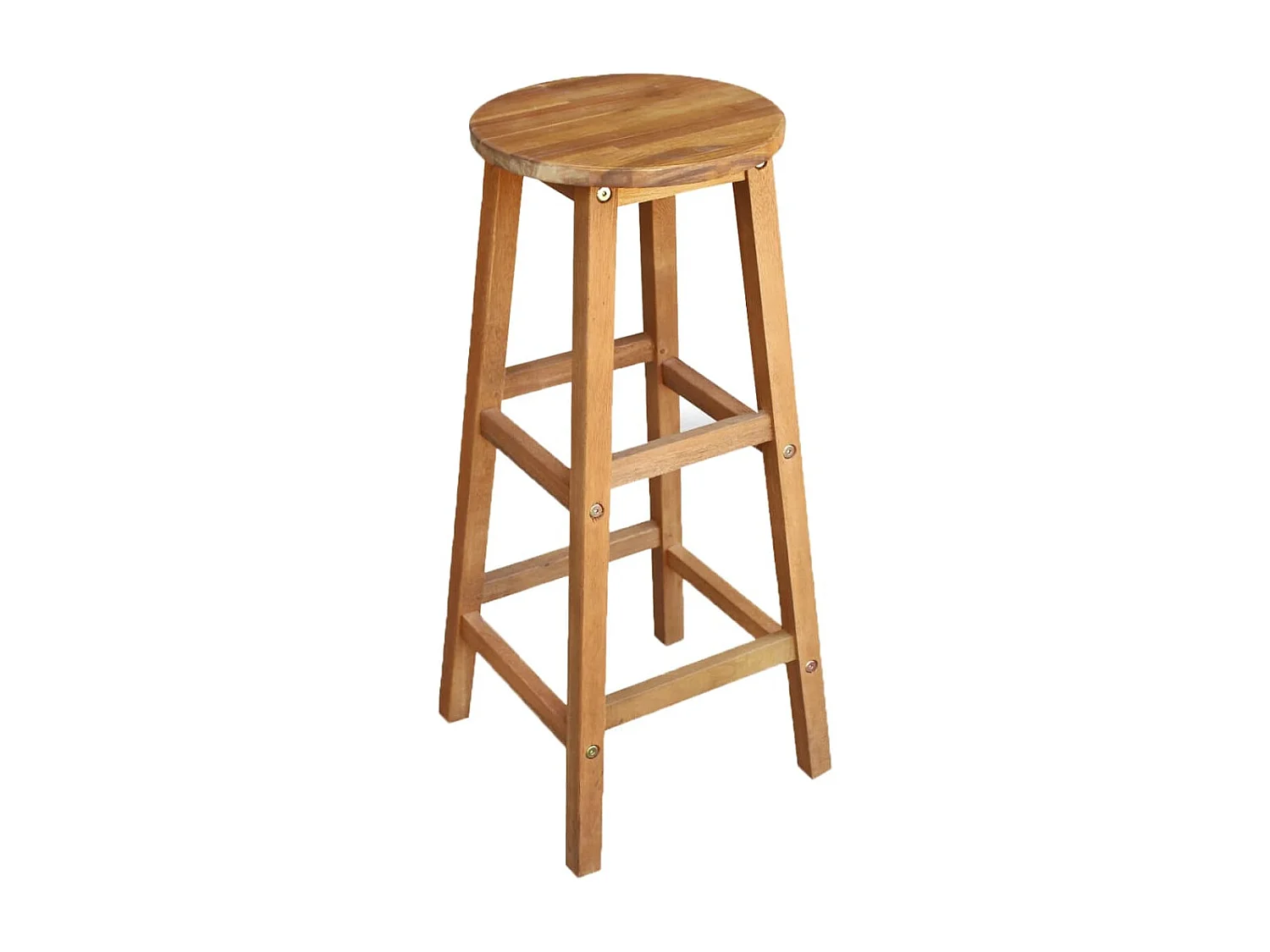 Juego de dos taburetes de bar de diseño con asiento de madera maciza de acacia 1202064