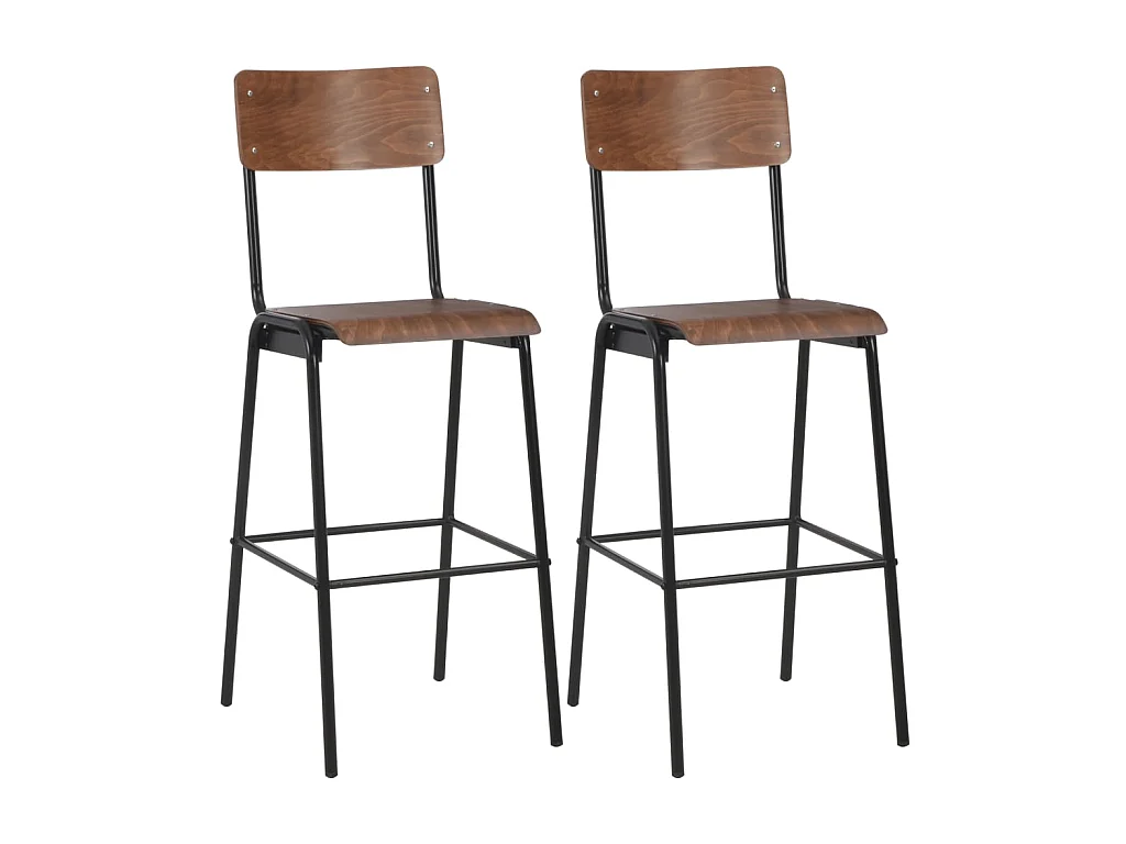 Lot de deux tabourets effet bois marron 41.5 x 59 x 116.5 cm 1202082