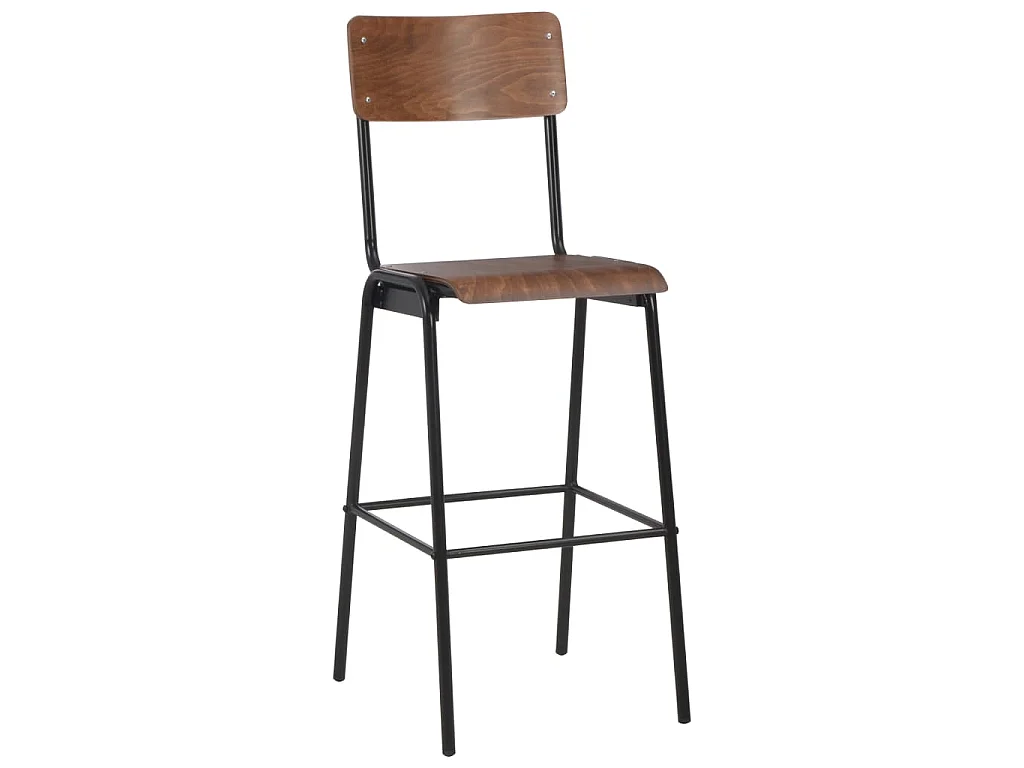 Conjunto de dos taburetes de bar de diseño silla marrón asiento de madera maciza contrachapada y acero 1202082