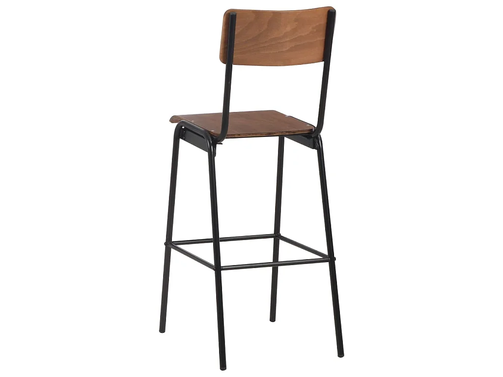 Conjunto de dos taburetes de bar de diseño silla marrón asiento de madera maciza contrachapada y acero 1202082
