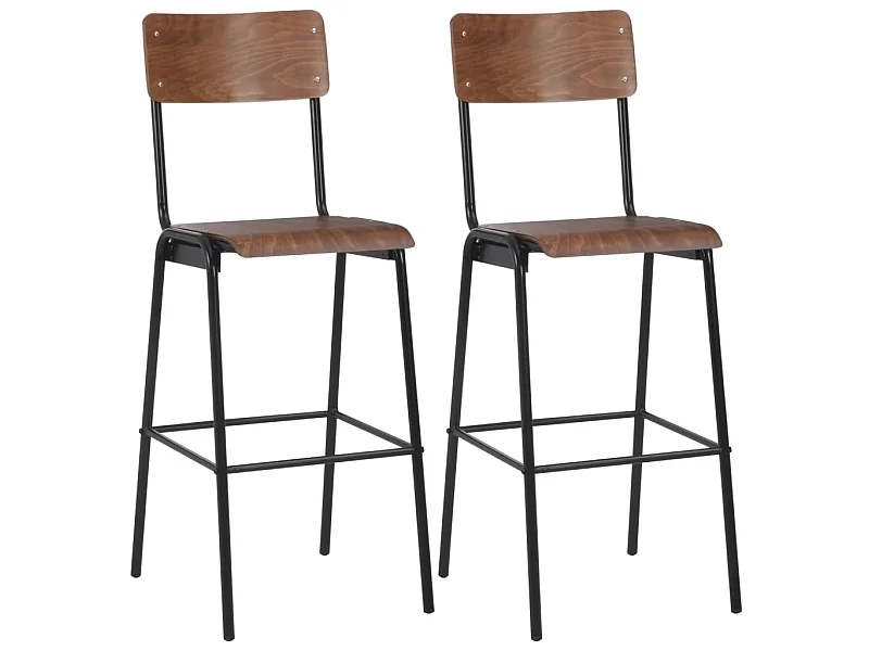 Lot de deux tabourets effet bois marron 41.5 x 59 x 116.5 cm 1202082
