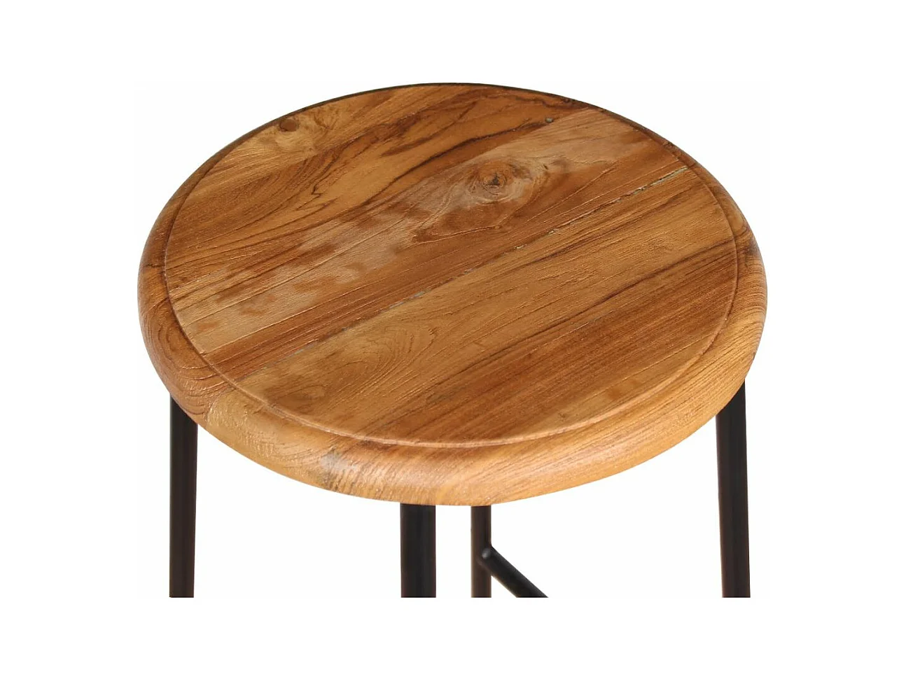 Juego de dos taburetes de bar de diseño con asiento de silla de teca maciza marrón 1202160