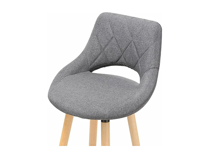 Sgabello da bar in lino con schienale e poggiapiedi, set di 2 grigio scuro 19_0000553