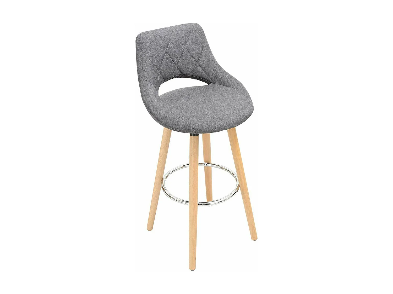 Sgabello da bar in lino con schienale e poggiapiedi, set di 2 grigio scuro 19_0000553