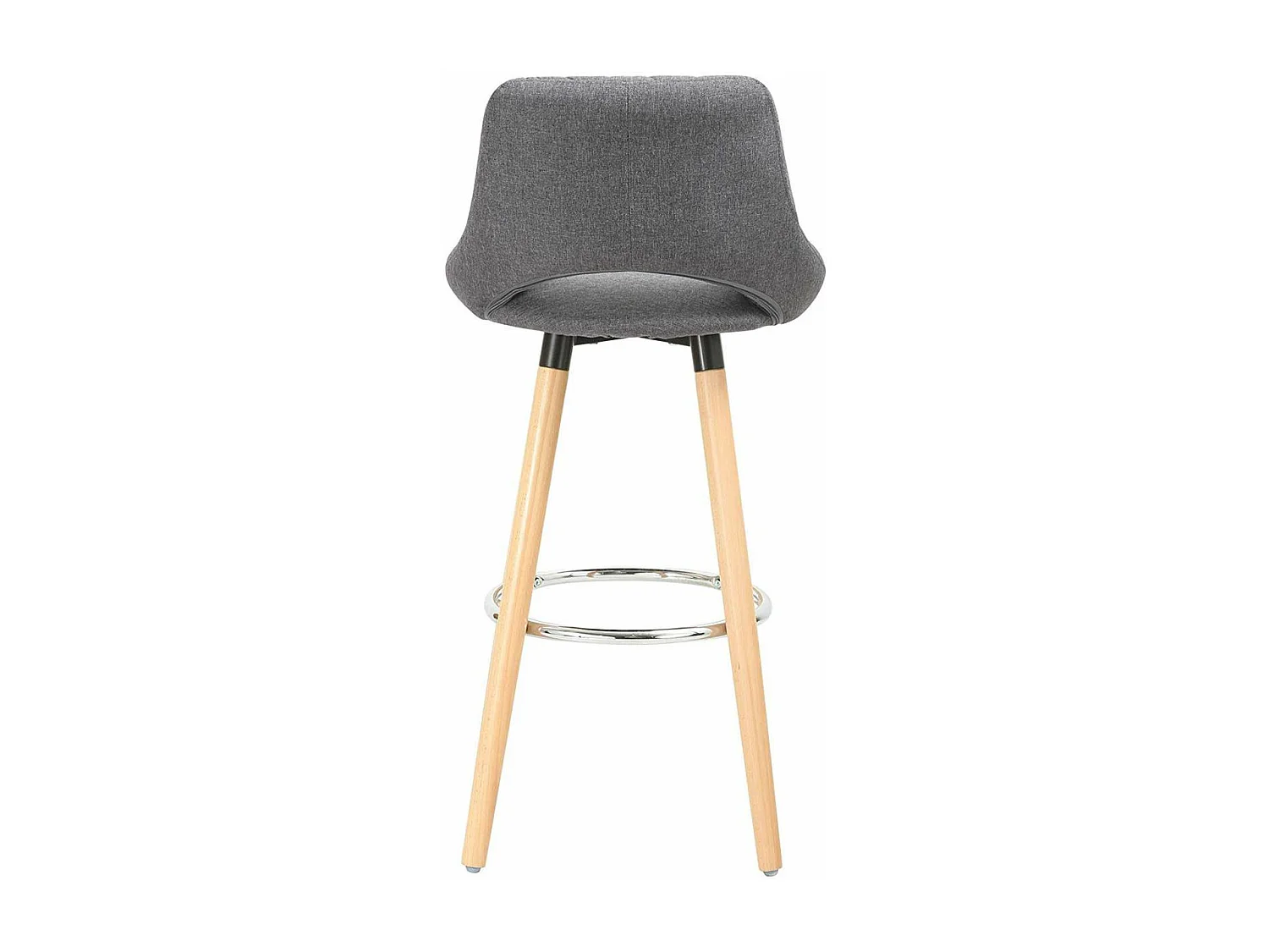 Sgabello da bar in lino con schienale e poggiapiedi, set di 2 grigio scuro 19_0000553