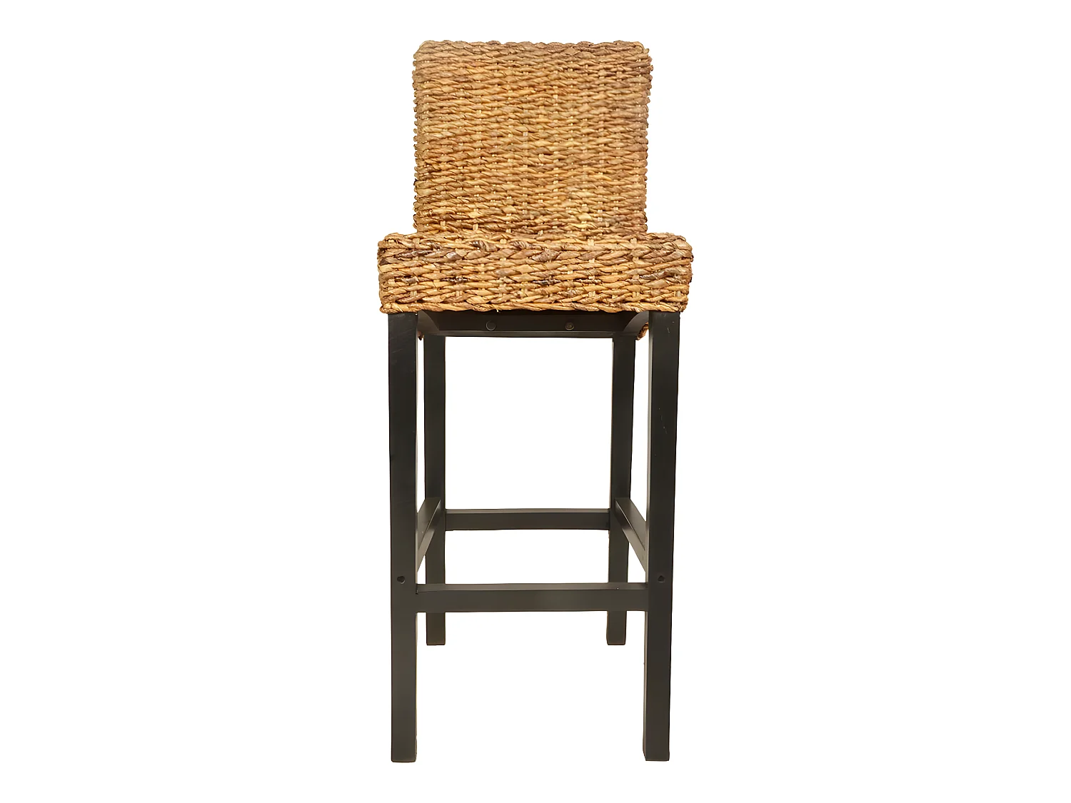 Conjunto de dos taburetes de bar de diseño con asiento de mango y madera de abacá marrón 1202058