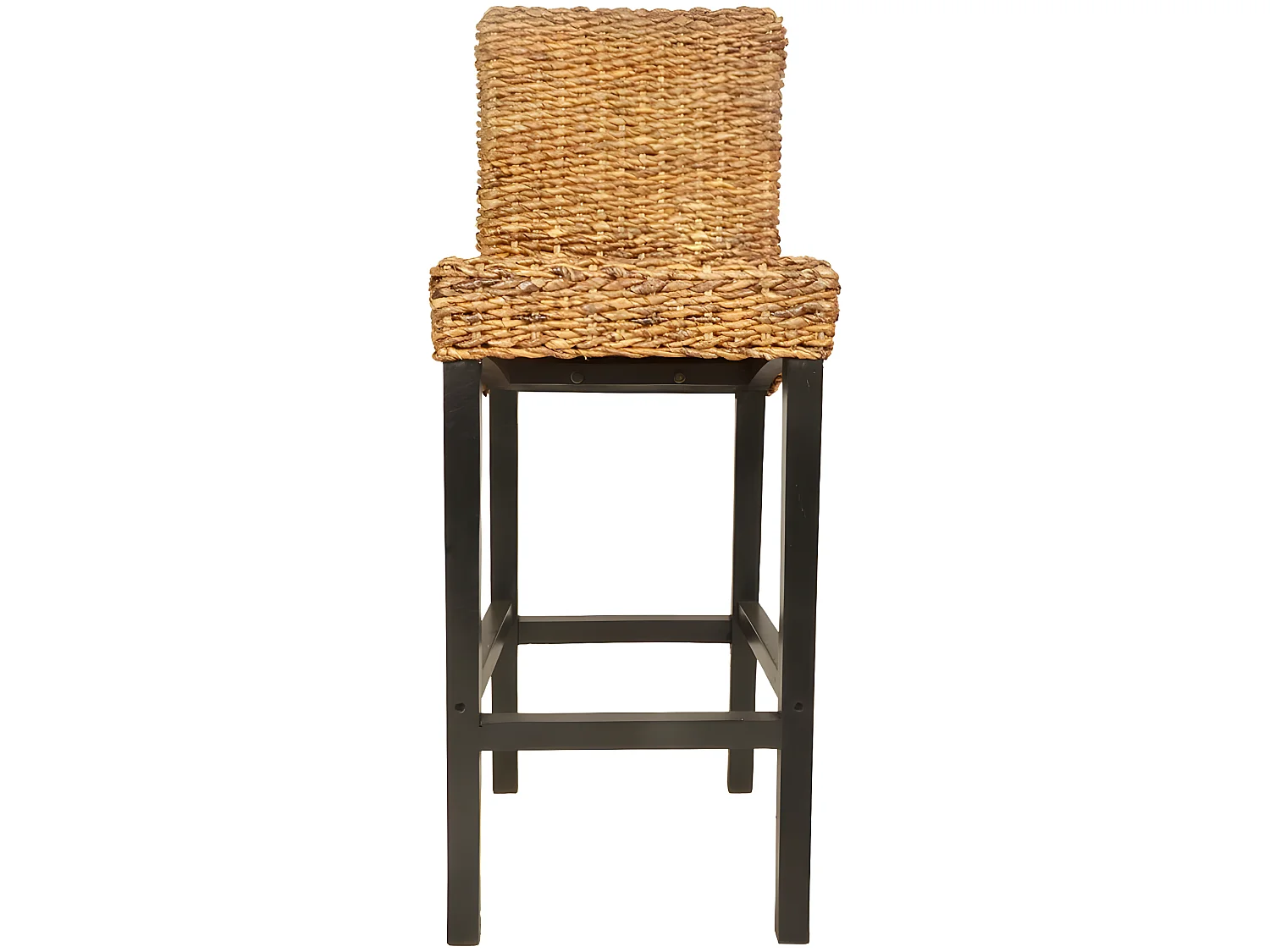 Conjunto de dos taburetes de bar de diseño con asiento de mango y madera de abacá marrón 1202058