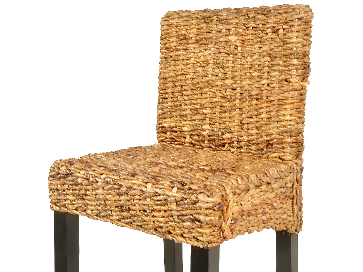 Conjunto de dos taburetes de bar de diseño con asiento de mango y madera de abacá marrón 1202058