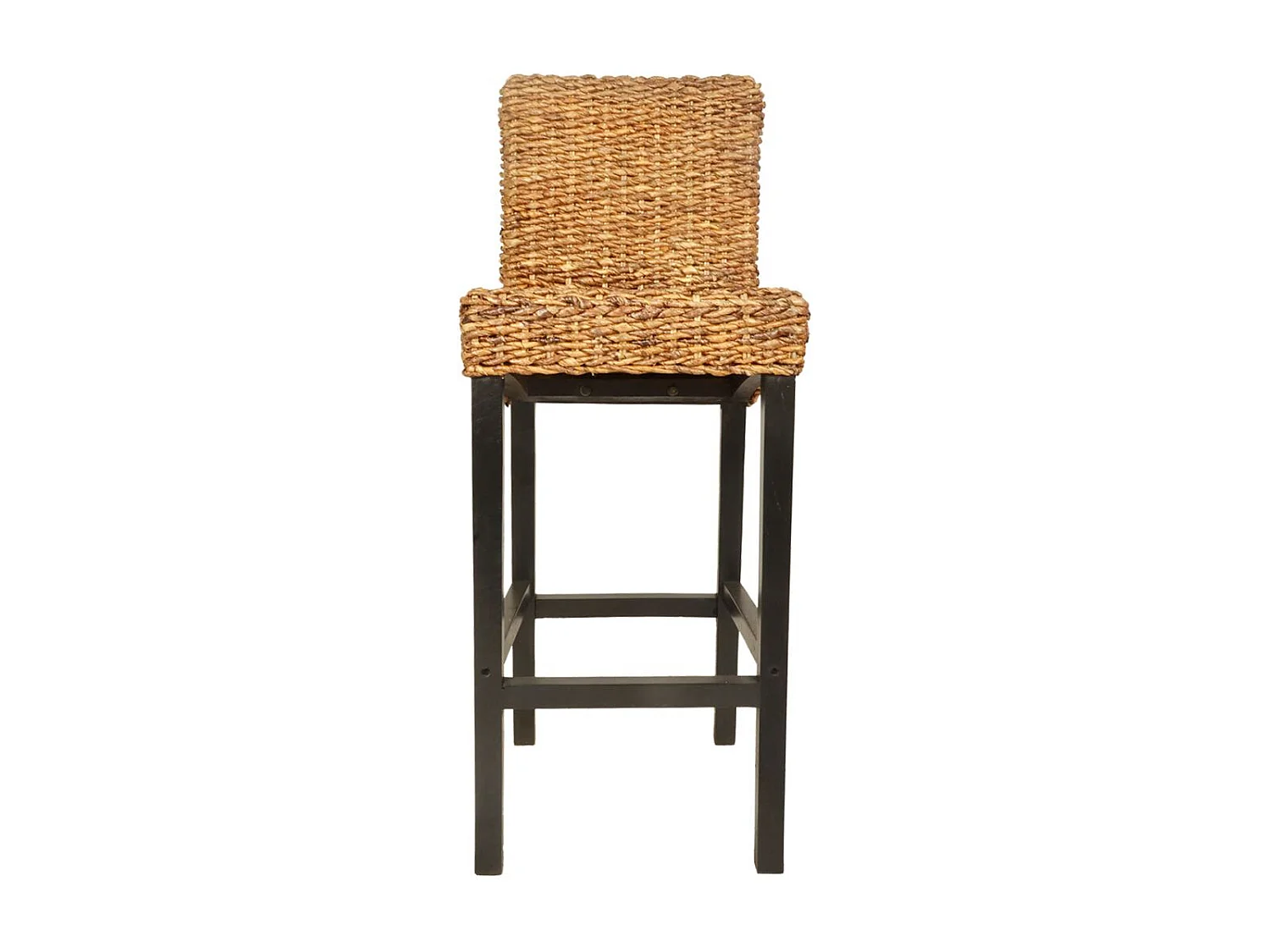 Conjunto de duas banquetas de bar de design assento em madeira de manga marrom e abacá 1202058