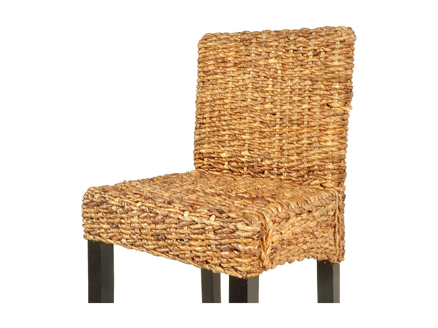 Conjunto de duas banquetas de bar de design assento em madeira de manga marrom e abacá 1202058