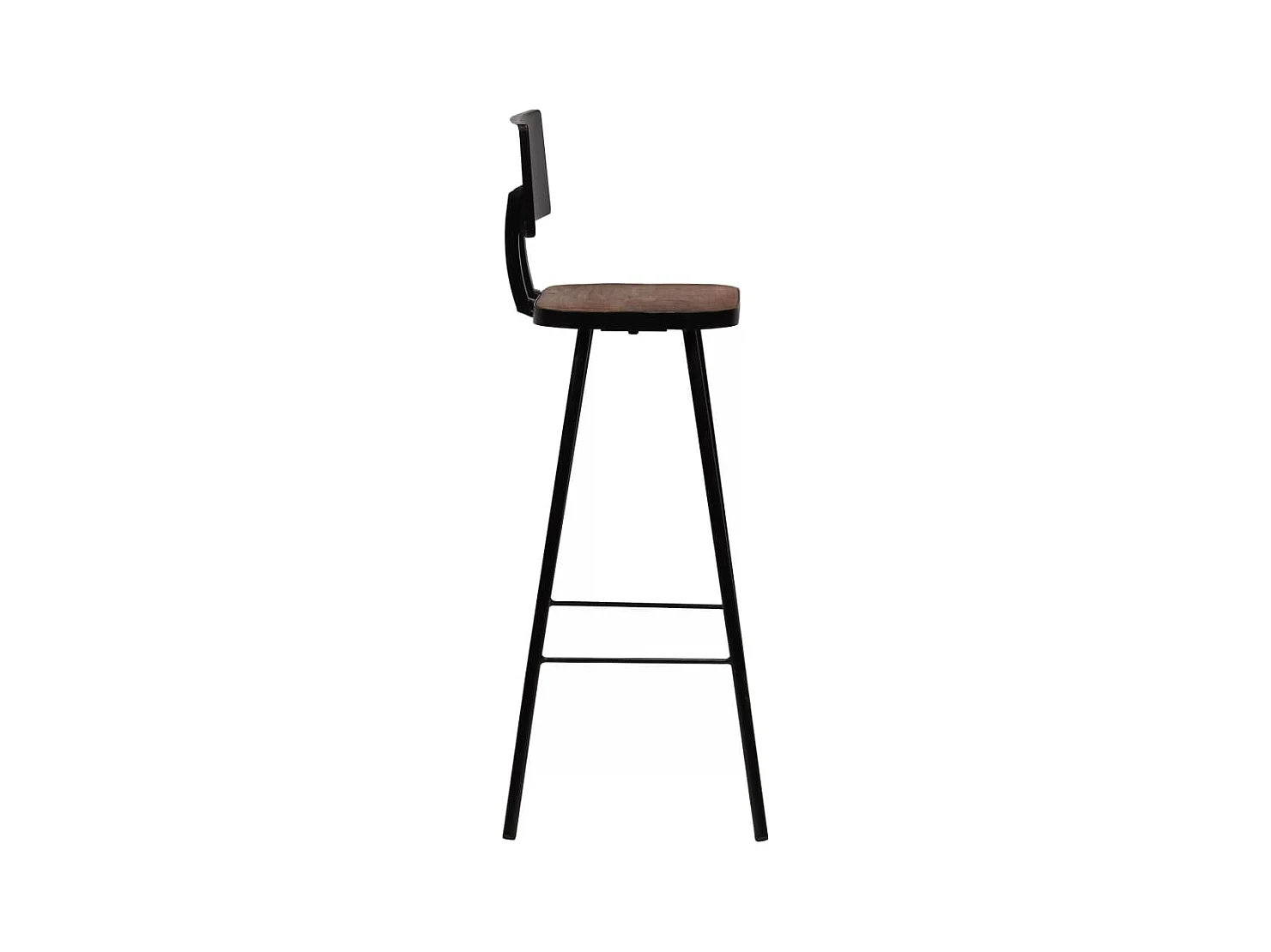 Set di quattro sgabelli da bar di design sedia seduta in legno massello di recupero marrone scuro 1202184