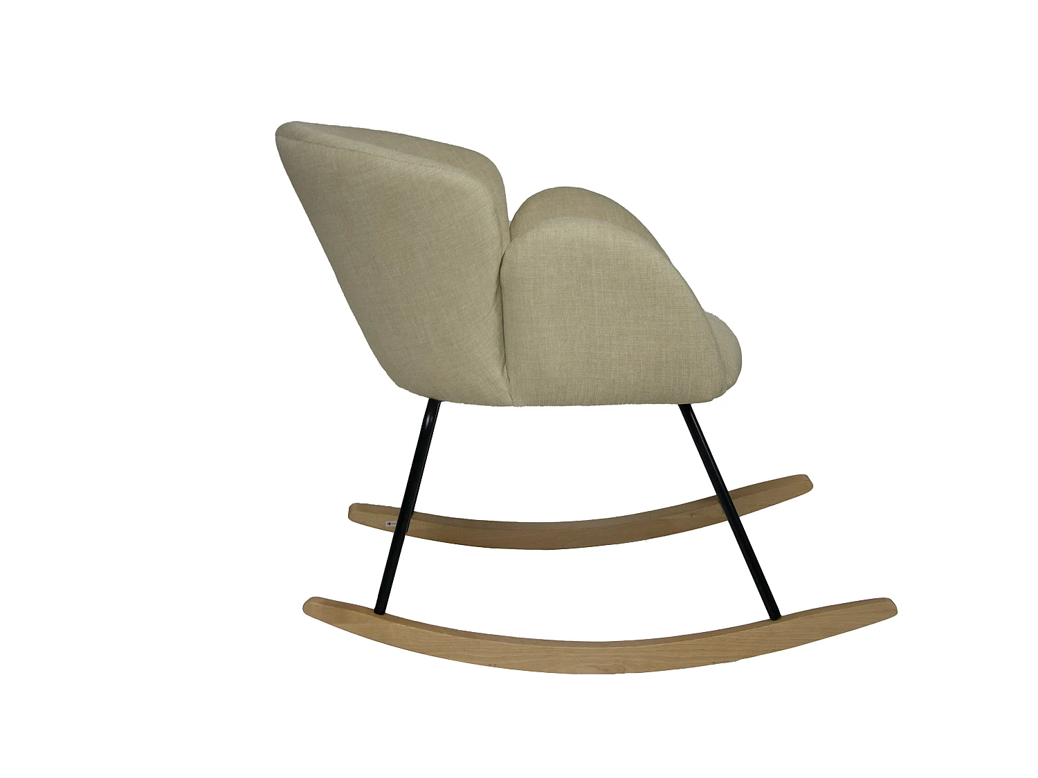Chaise, Fauteuil À Bascule Tissu Effet Laine Beige Pied En Bois Et Métal 86x62x72cm