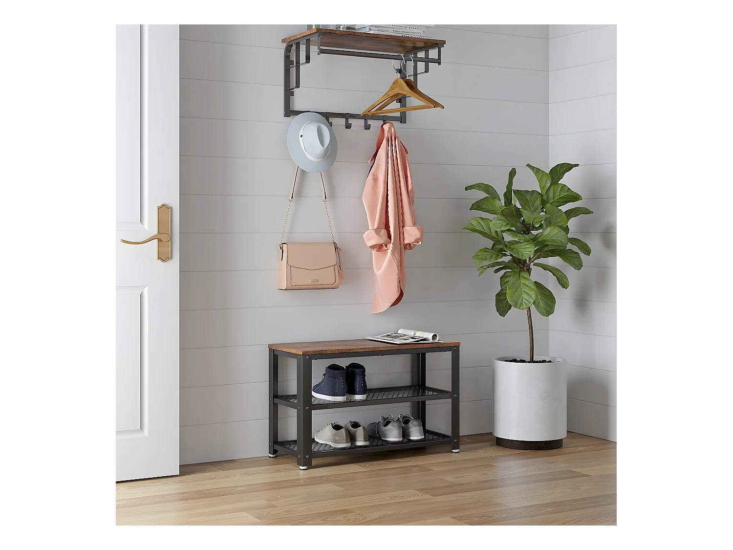 Banc à chaussures à 2 niveaux - L73 cm