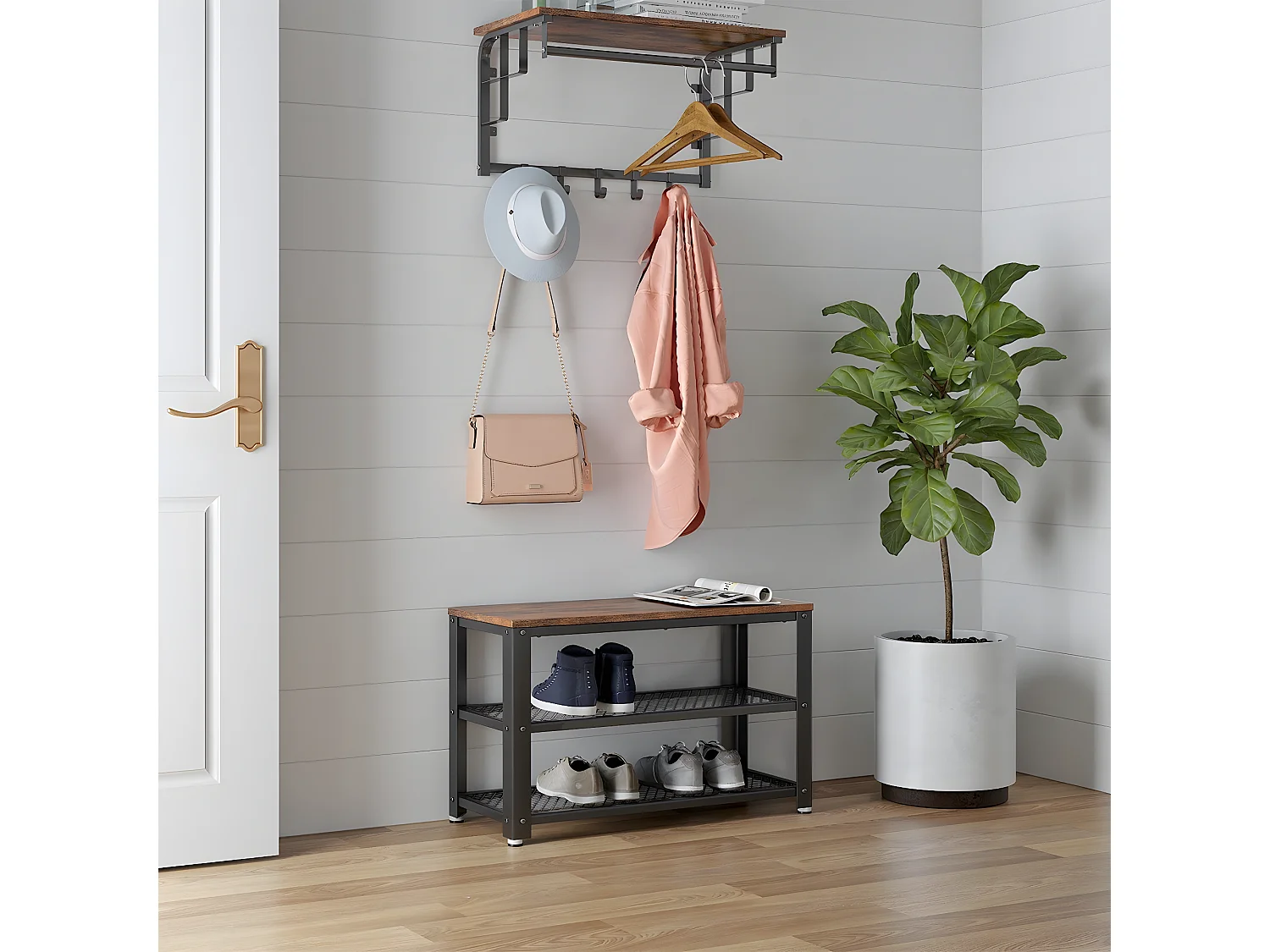 Banco de zapatos de 2 niveles - L73 cm