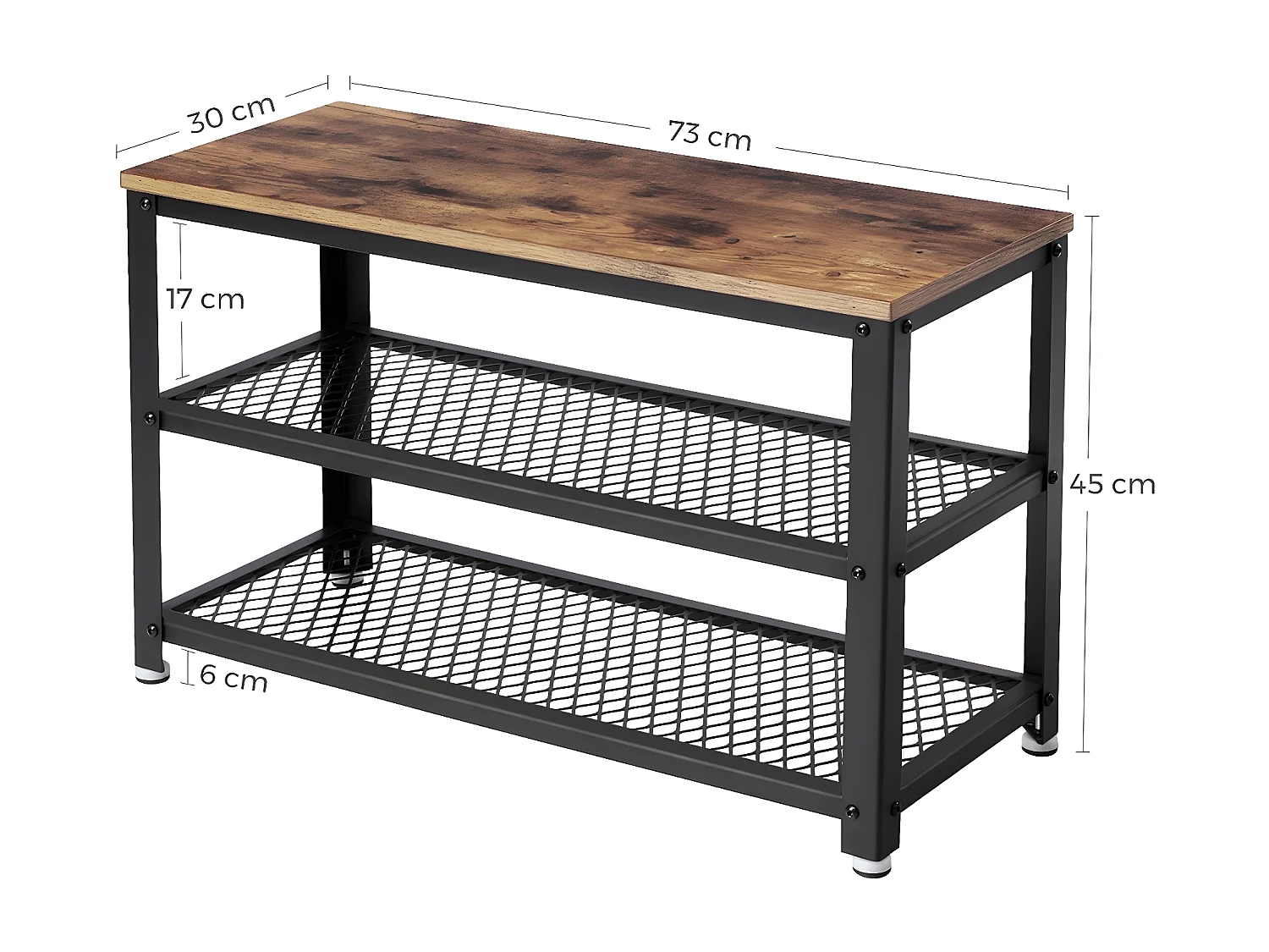 Banco de zapatos de 2 niveles - L73 cm