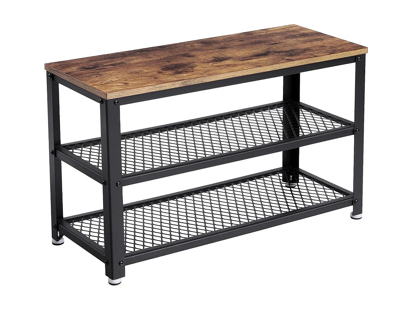 VASAGLE Shoe Bench, Shoe Rack with 2 Shelves, Shoe Organiser, 73 x 30 x 45 cm, Entryway Living Room Hallway, Steel Structure, Industrial Style, Rustic Brown and