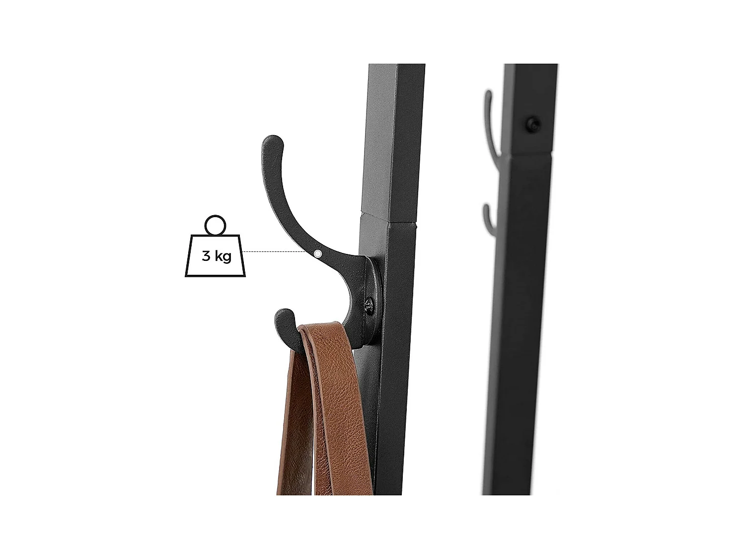 Kapstok met 3 niveaus planken, haken en stangen - H180 cm