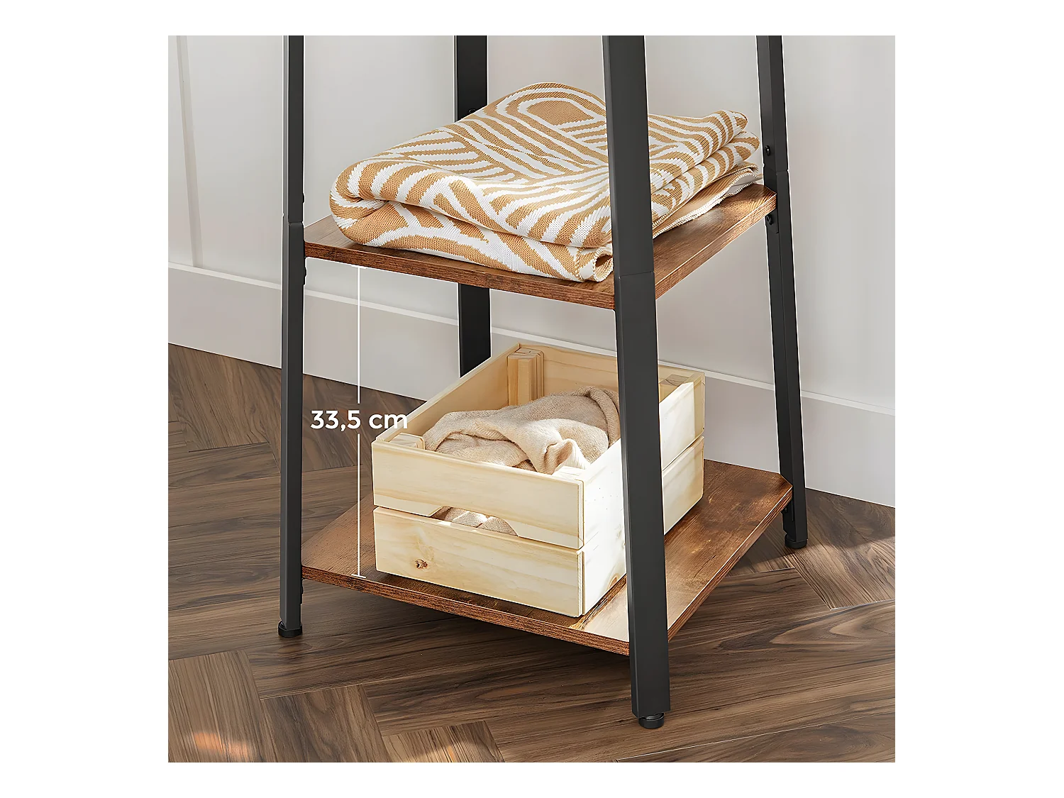 Kapstok met 3 niveaus planken, haken en stangen - H180 cm