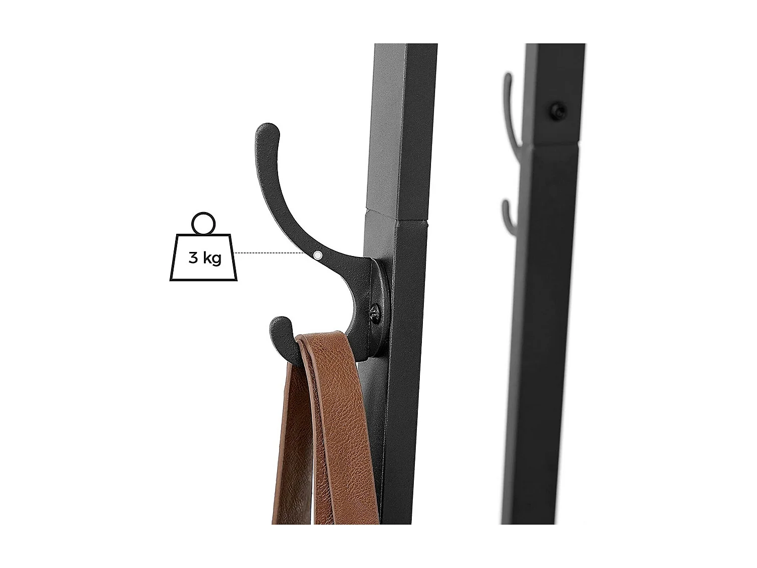 Porte-manteau avec étagères à 3 niveaux, crochets et tringles - H180 cm