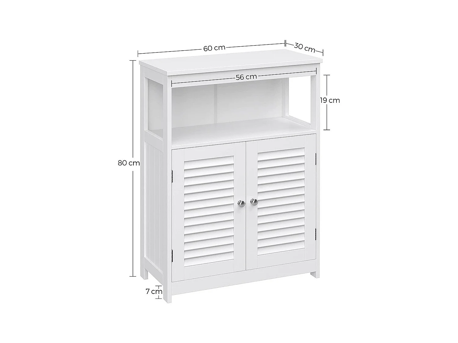 Mobile da bagno bianco 2 ante e 1 nicchia - L60 x H80cm