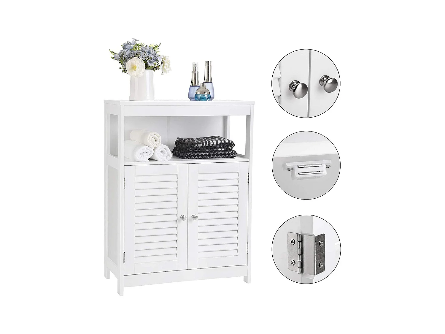 Mobile da bagno bianco 2 ante e 1 nicchia - L60 x H80cm