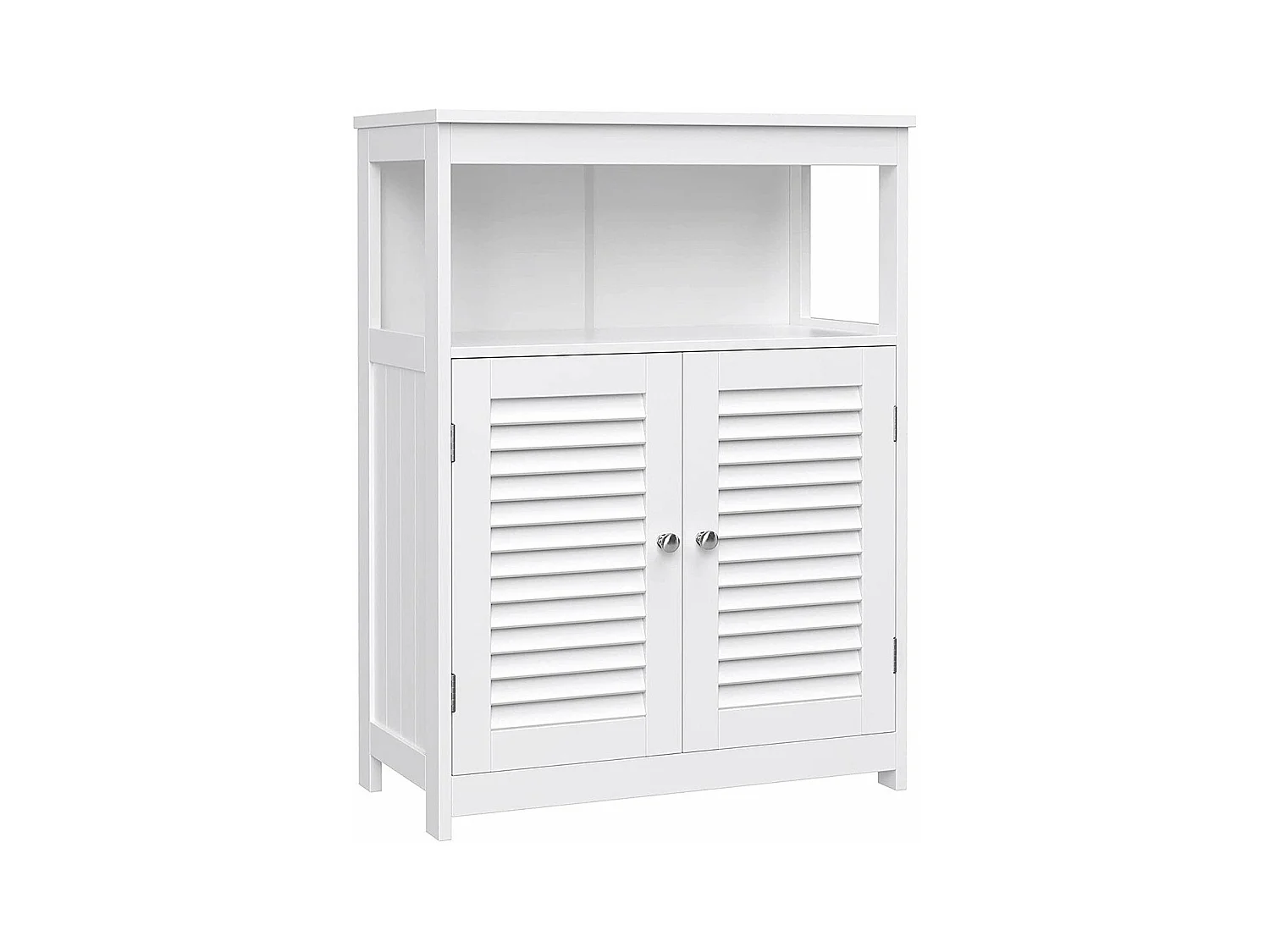 Meuble de rangement blanc 2 portes persiennes et 1 niche - L60 x H80cm