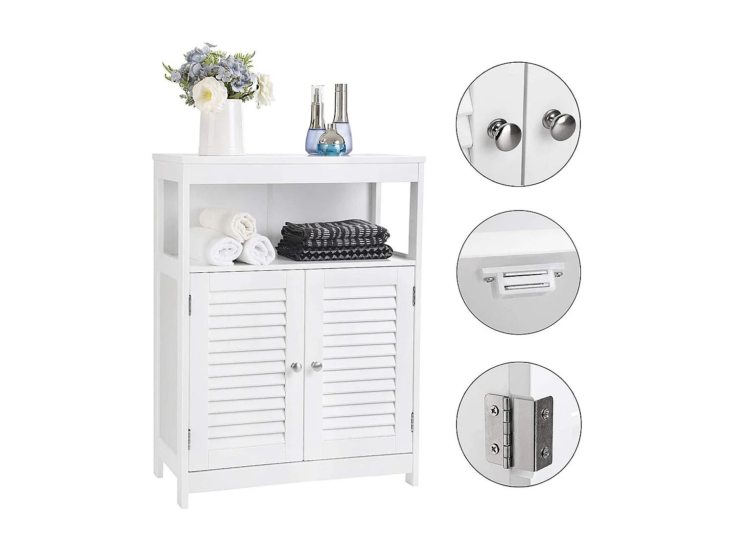 Mobile da bagno bianco 2 ante e 1 nicchia - L60 x H80cm