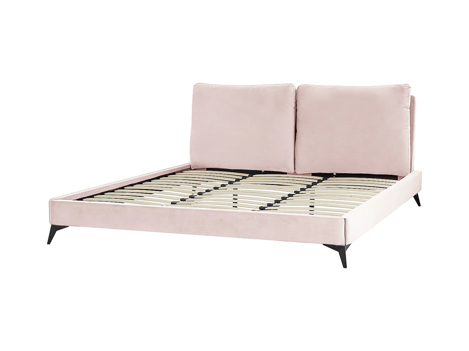 Elegantes Polsterbett in Rosa Samtstoff mit Lattenrost 180 x 200 cm Melle