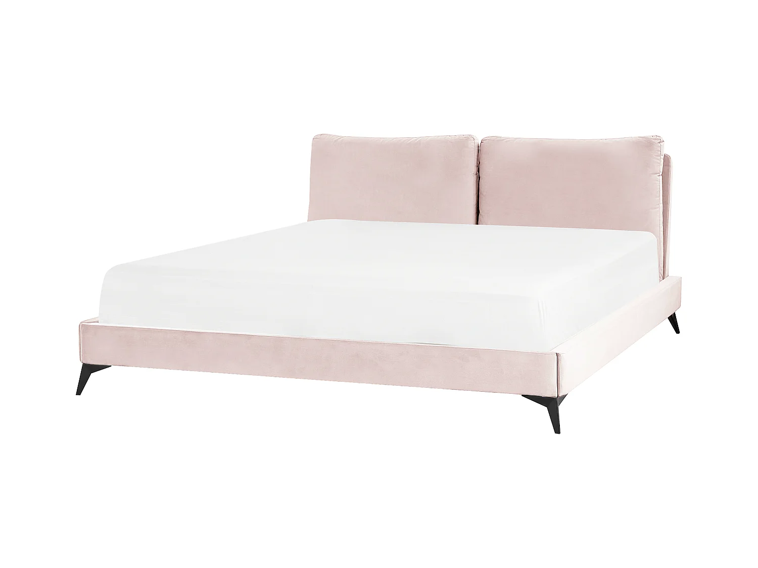 Lit avec sommier Velours MELLE 180 x 200 cm Rose pastel