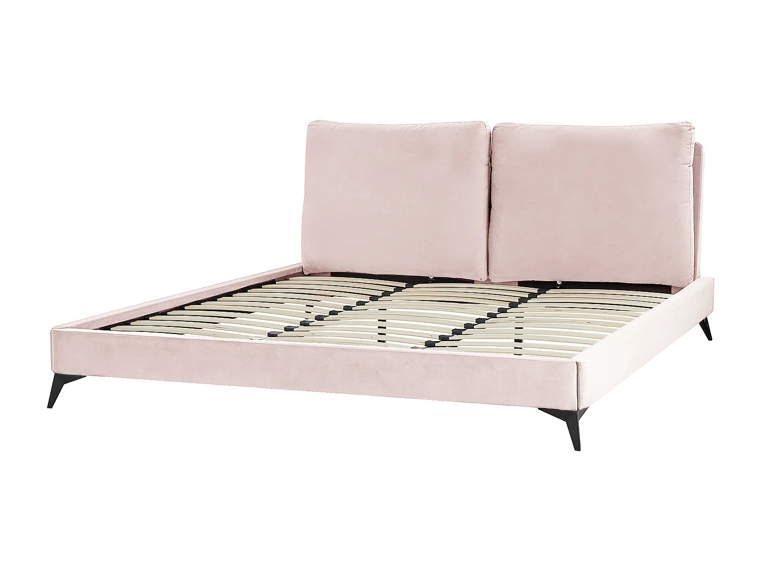 Cama Veludo MELLE 180 x 200 cm Rosa pastel