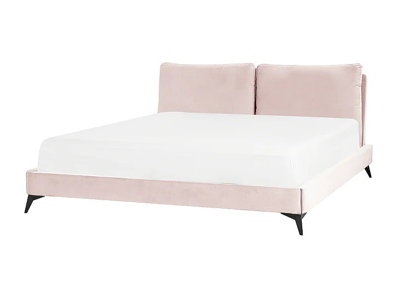 Bed Fluweel MELLE 180 x 200 cm Pastelroze