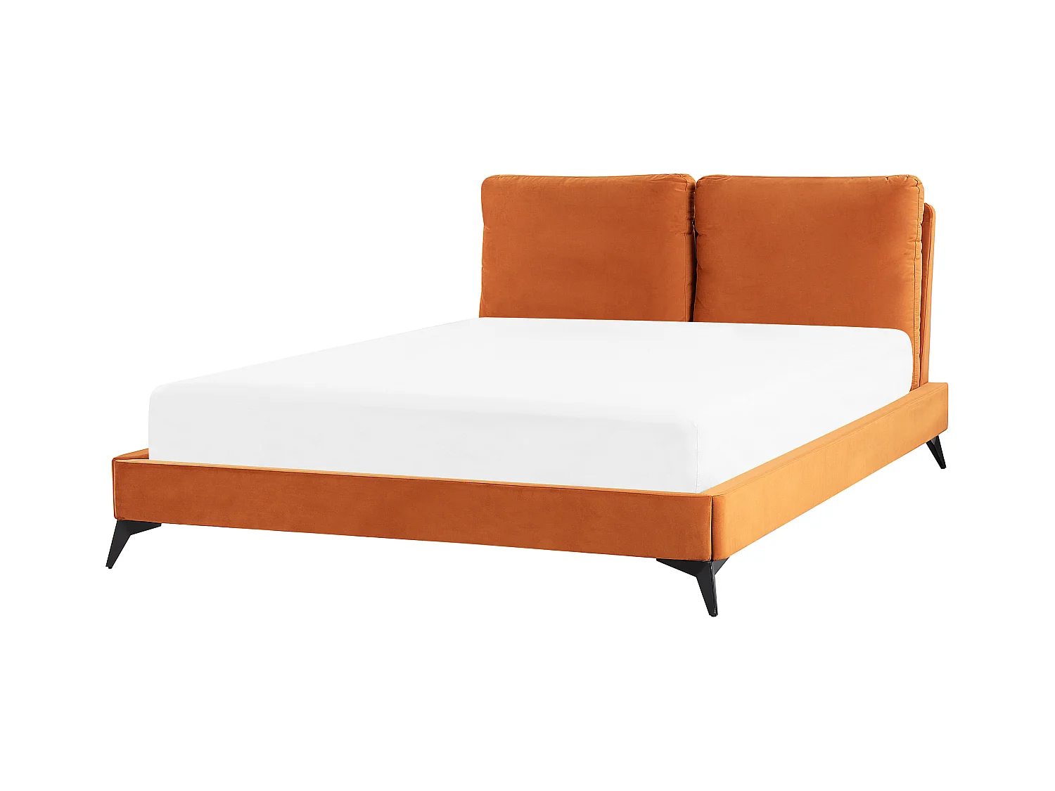 Elegantes Polsterbett in Orange Samtstoff mit Lattenrost 160 x 200 cm Melle