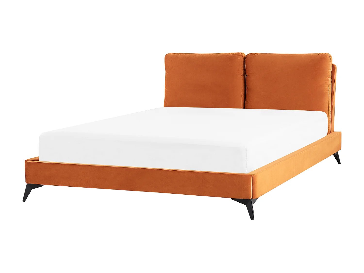 Elegantes Polsterbett in Orange Samtstoff mit Lattenrost 160 x 200 cm Melle