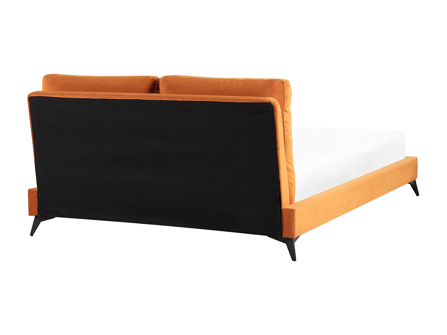 Elegantes Polsterbett in Orange Samtstoff mit Lattenrost 160 x 200 cm Melle