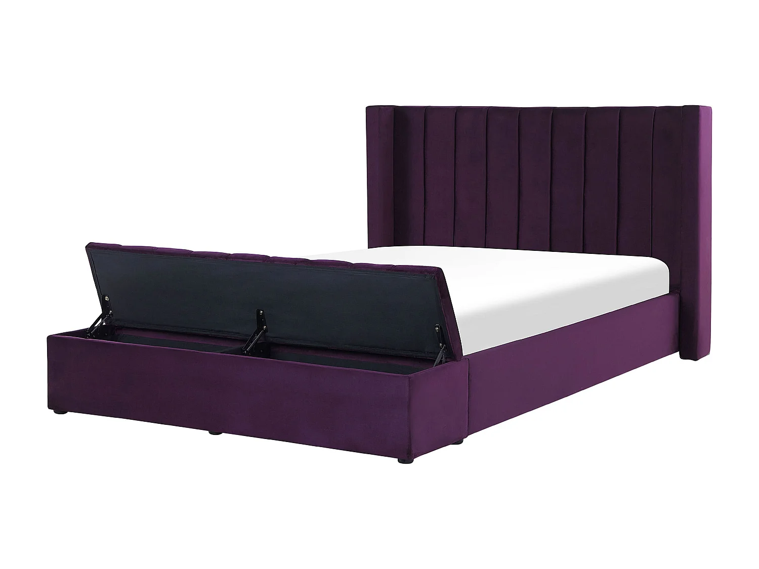Lit avec banc de rangement Velours NOYERS 140 x 200 cm Pourpre