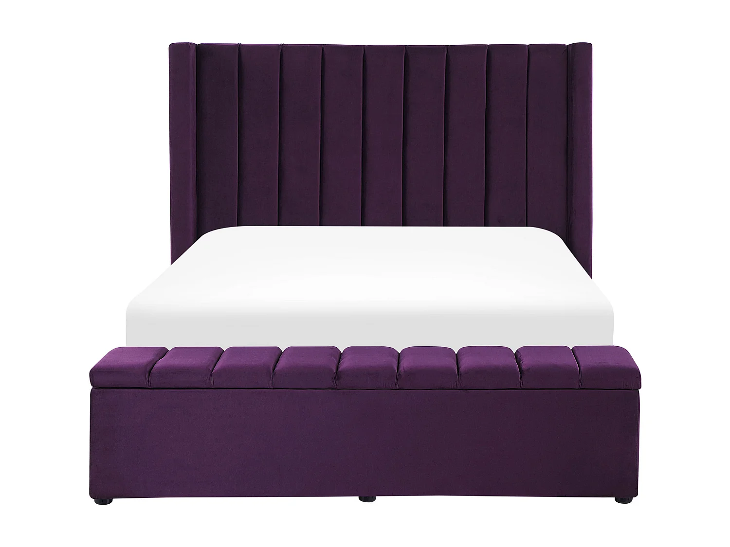 Lit avec banc de rangement Velours NOYERS 140 x 200 cm Pourpre