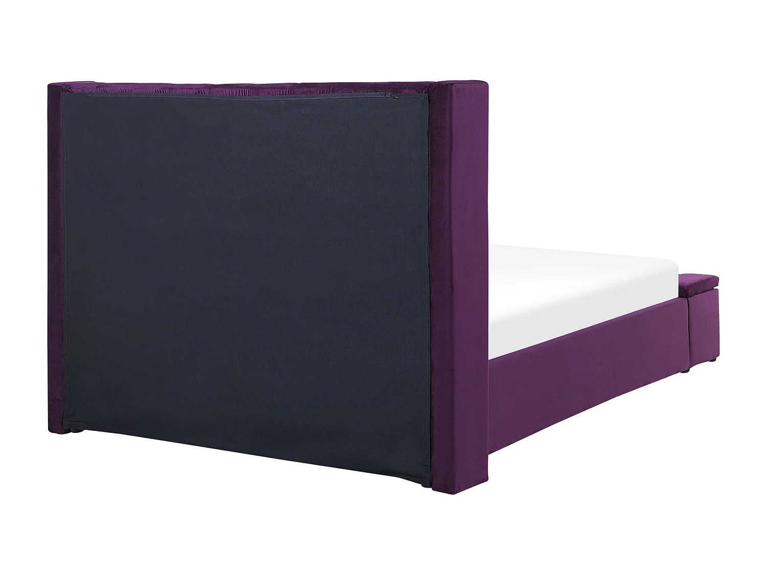 Lit avec banc de rangement Velours NOYERS 140 x 200 cm Pourpre
