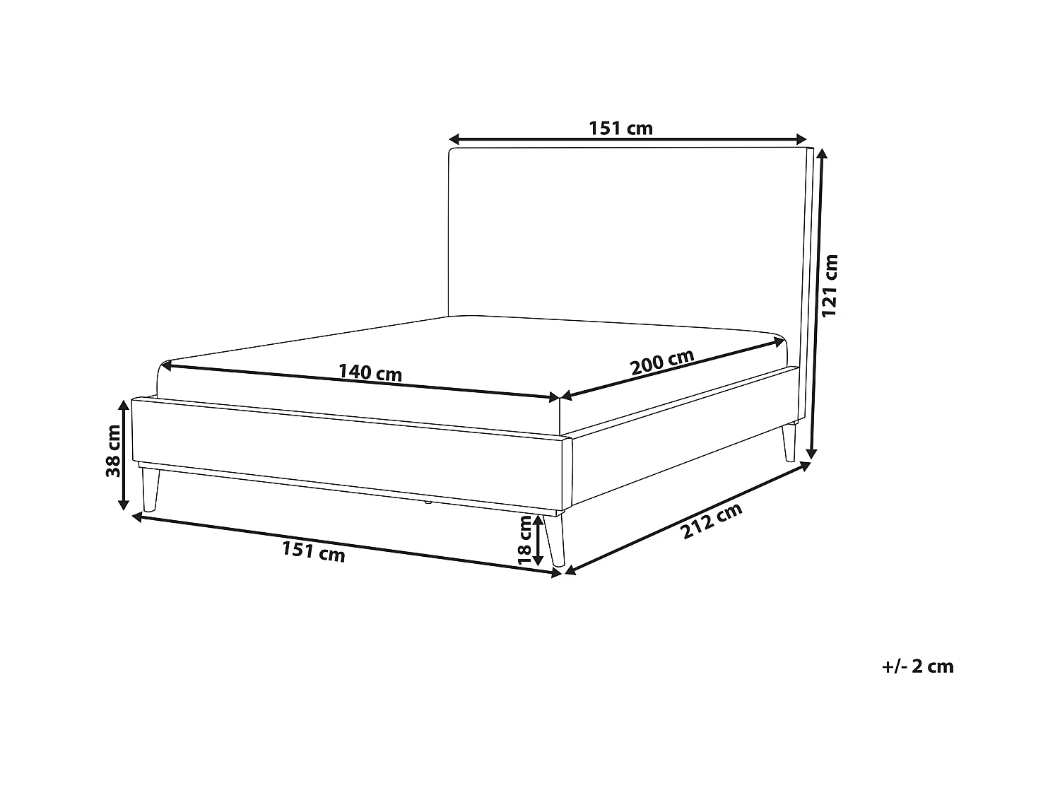Lit avec sommier Velours BAYONNE 140 x 200 cm Vert foncé