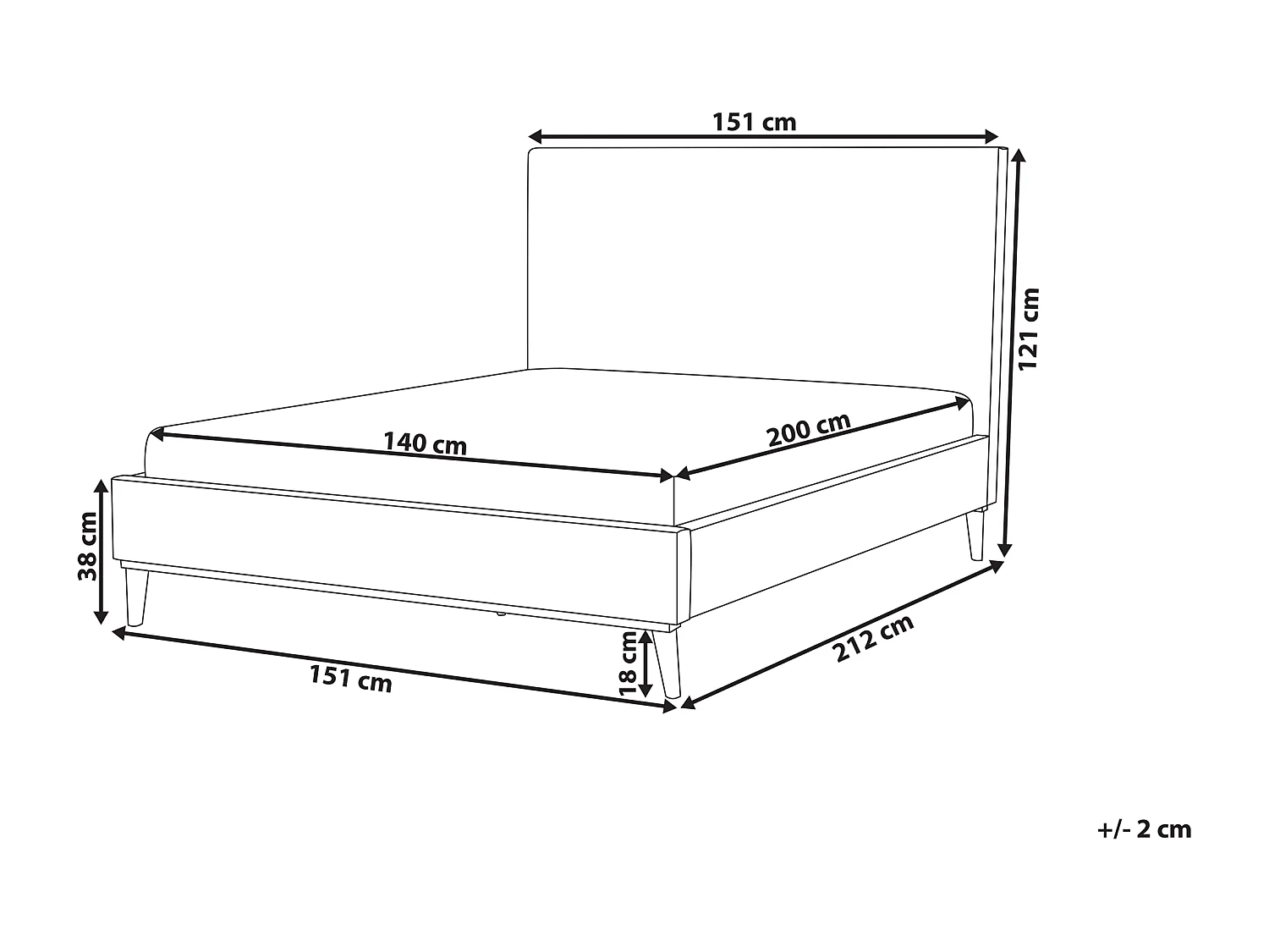 Lit avec sommier Velours BAYONNE 140 x 200 cm Vert foncé