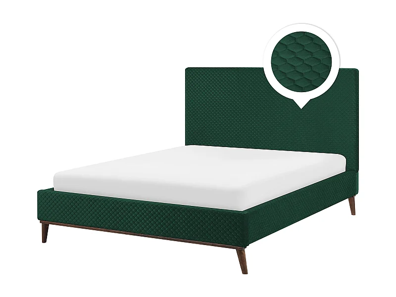 Luxuriöses Doppelbett Samtstoff Polsterbett dunkelgrün 140 x 200 cm Bayonne