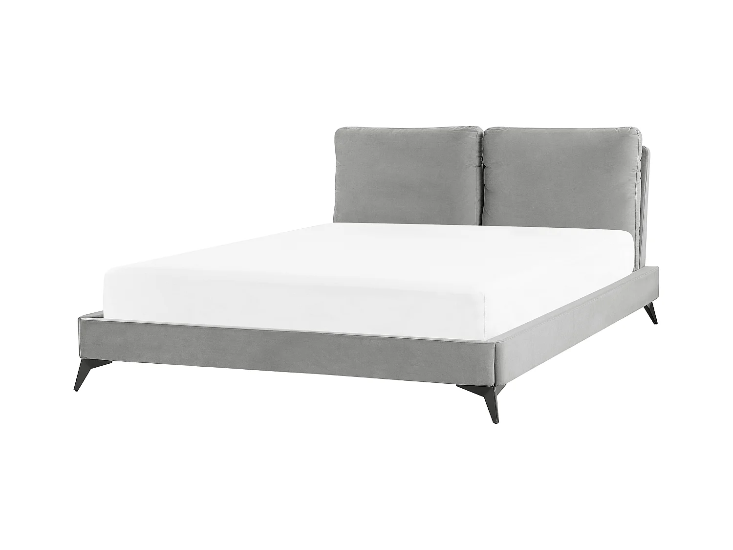 Lit avec sommier Velours MELLE 160 x 200 cm Gris