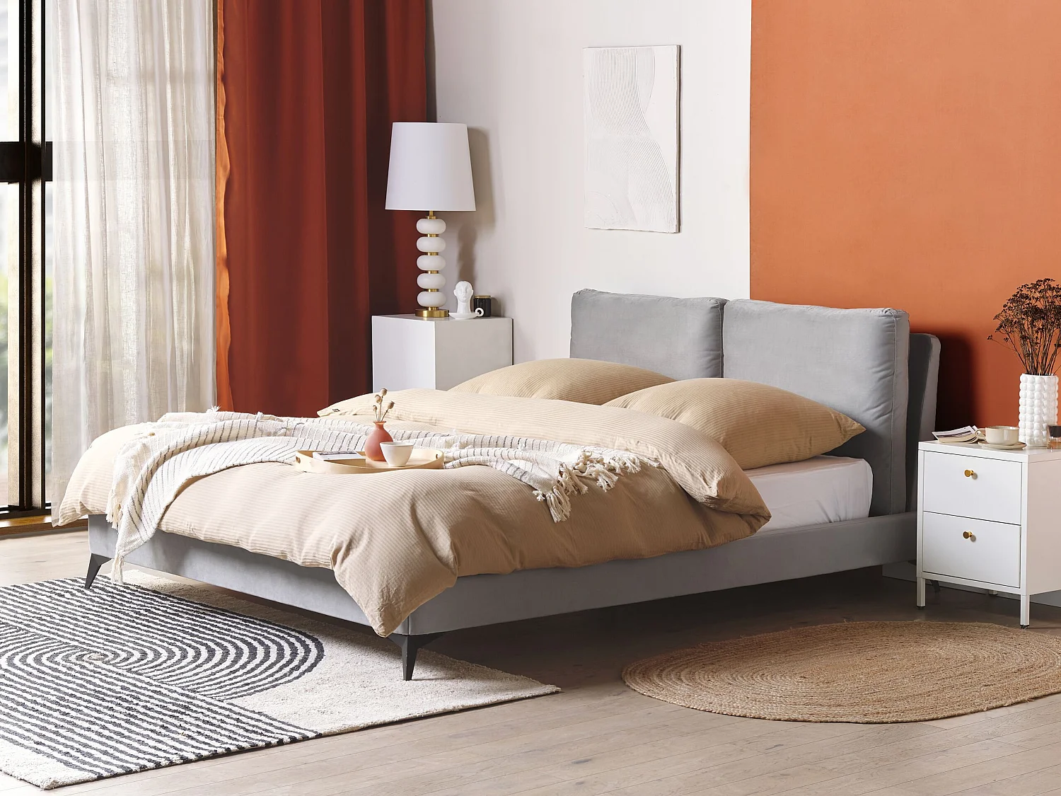 Bed Fluweel MELLE 160 x 200 cm Grijs