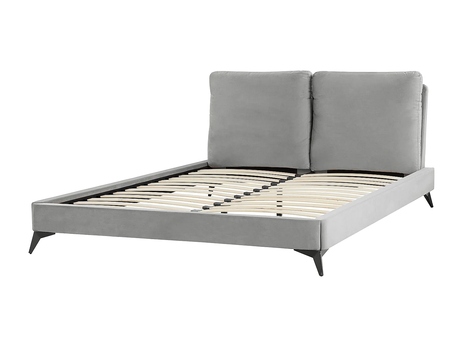 Lit avec sommier Velours MELLE 160 x 200 cm Gris