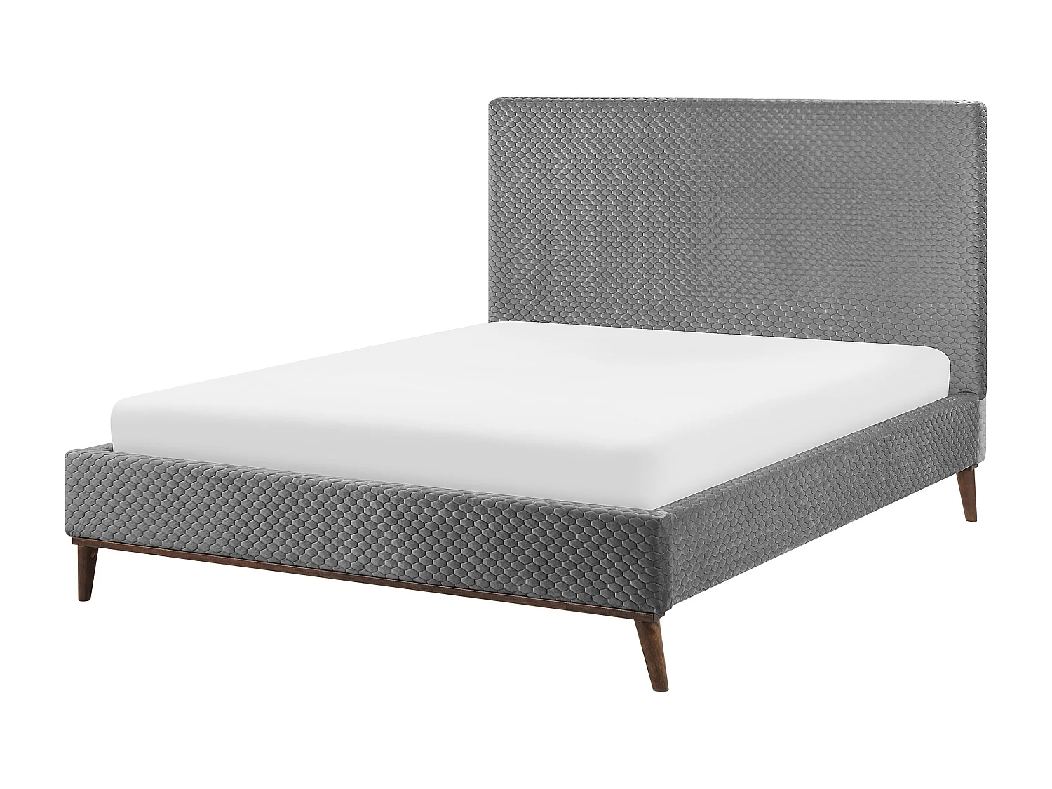 Bed Fluweel BAYONNE 140 x 200 cm Lichtgrijs