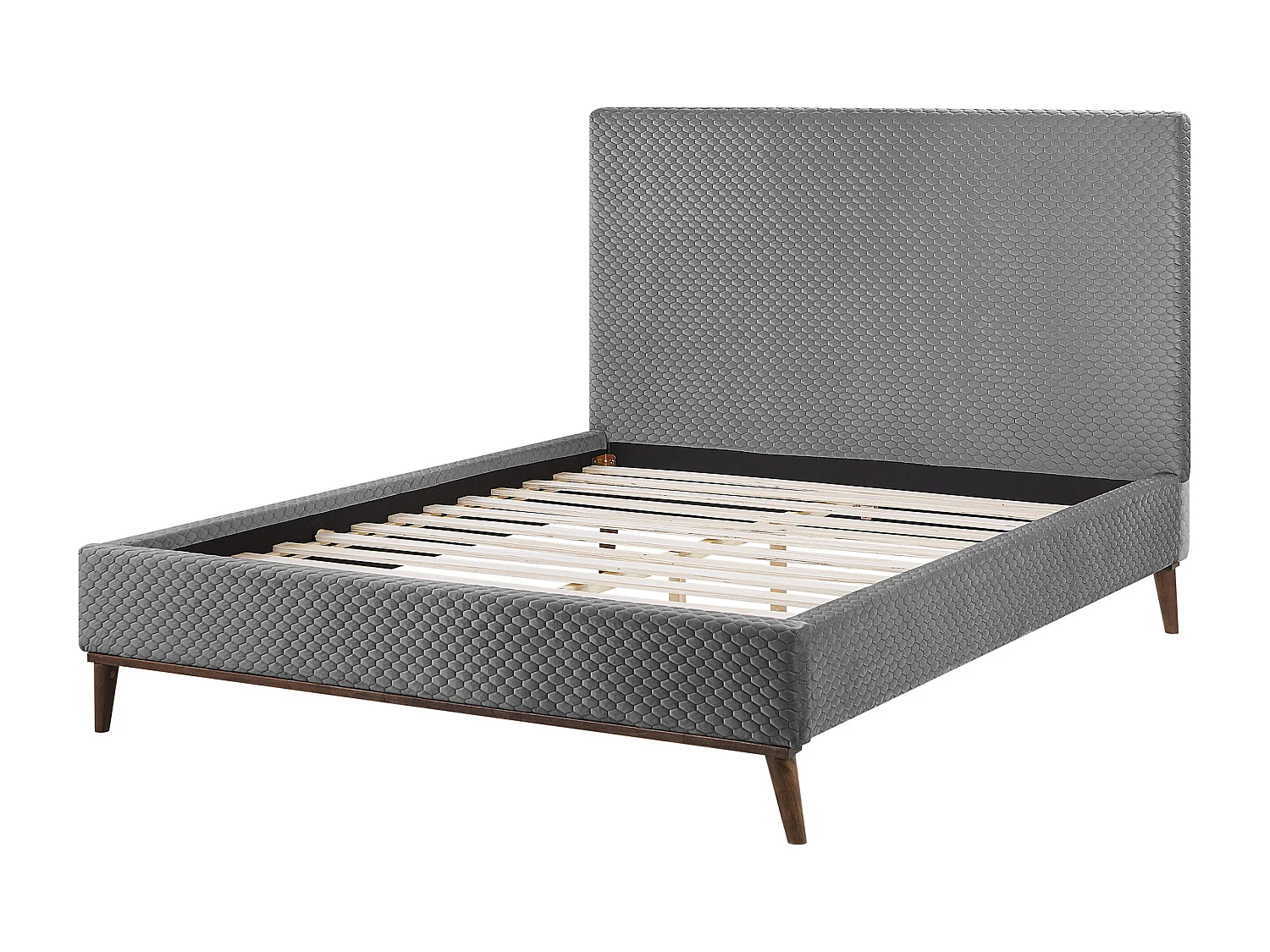 Bed Fluweel BAYONNE 140 x 200 cm Lichtgrijs