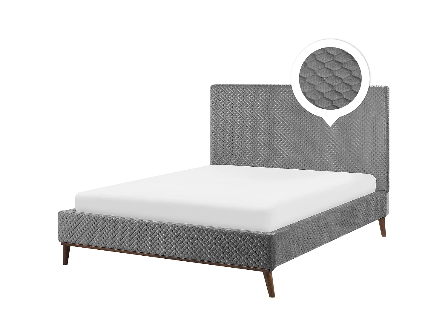 Lit avec sommier Velours BAYONNE 140 x 200 cm Gris clair