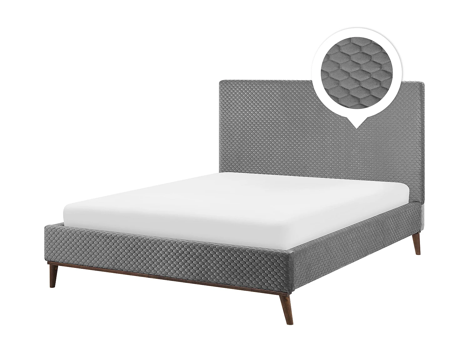 Lit avec sommier Velours BAYONNE 140 x 200 cm Gris clair