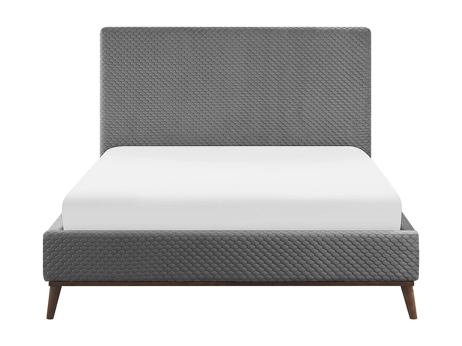 Lit avec sommier Velours BAYONNE 140 x 200 cm Gris clair