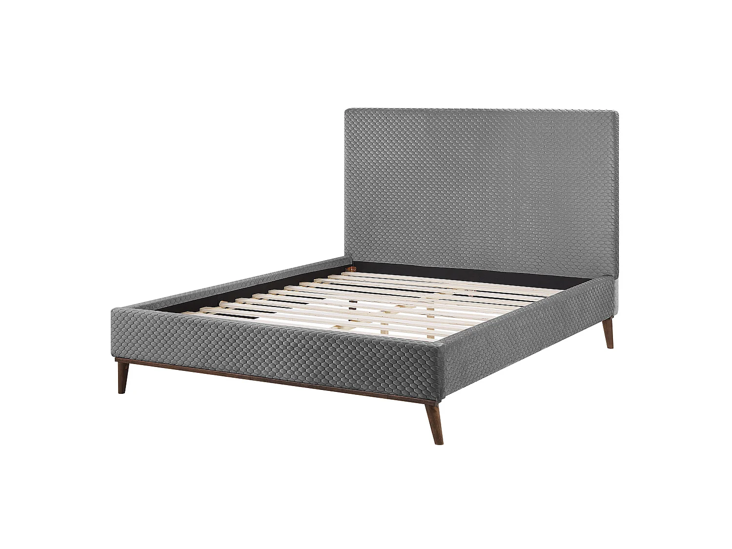 Säng med lamellram Sammet BAYONNE 140 x 200 cm Ljusgrå