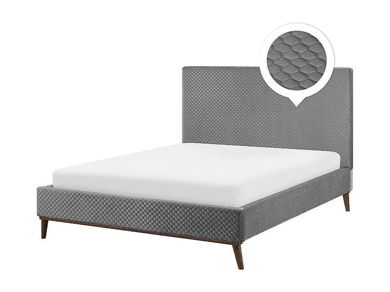 Bed Fluweel BAYONNE 140 x 200 cm Lichtgrijs